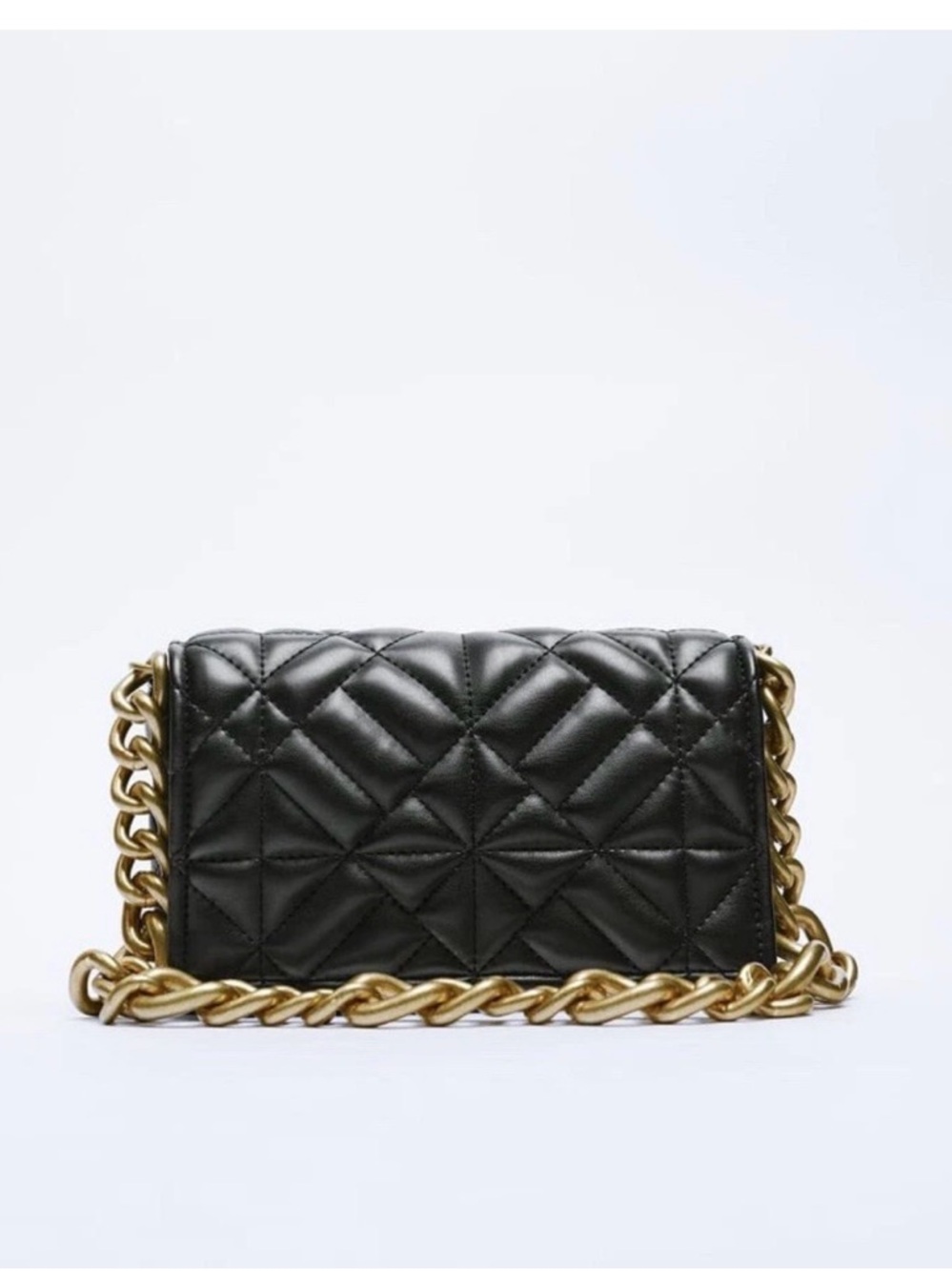 ZARA BLACK QUILTED CHAIN STRAP SHOULDER BAG